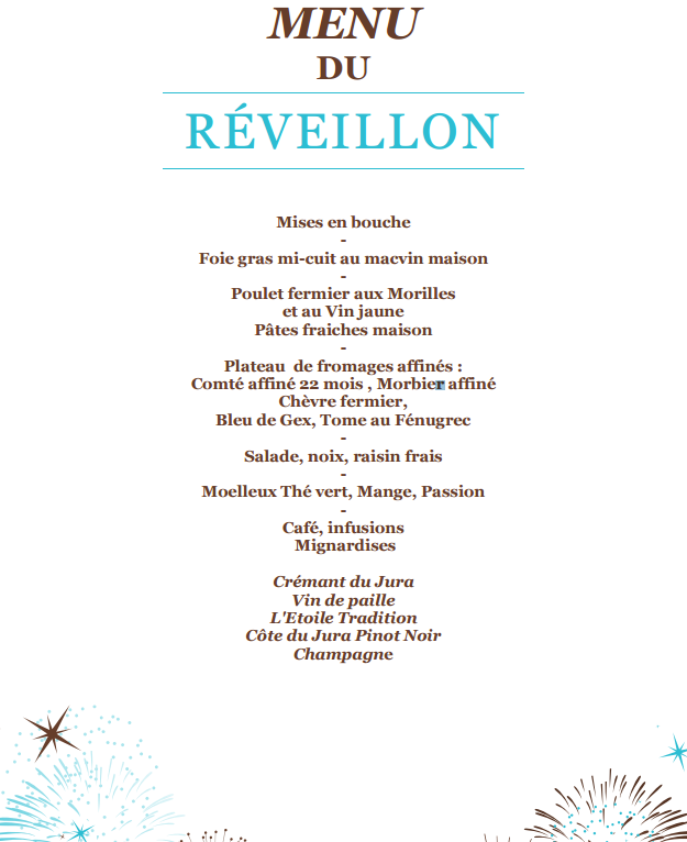 reveillon_menu - chambres d'hôtes jura